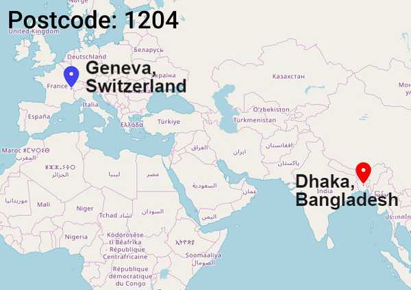 2 locations have the same postcode