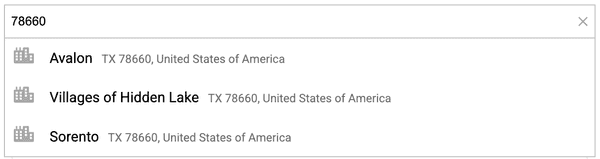 Geoapify autocomplete response for cities related to a ZIP Code