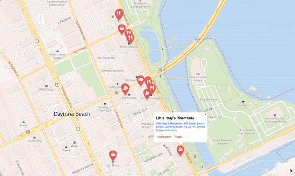 Restaurant category markers in MapLibre GL