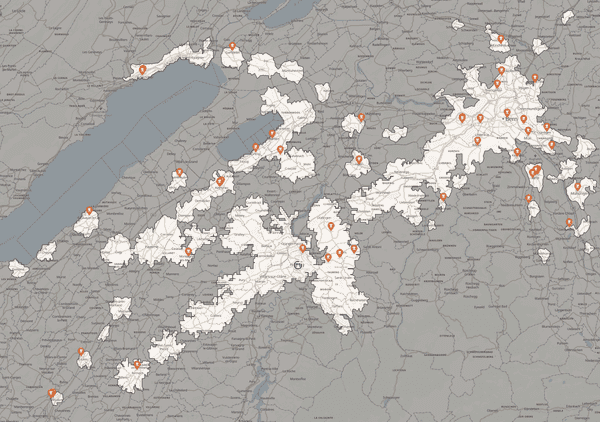 Medieval castles reachable by public transport within 60 minutes from Freiburg, Switzerland